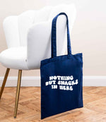 Nothing but Snacks in Here tote bag in navy