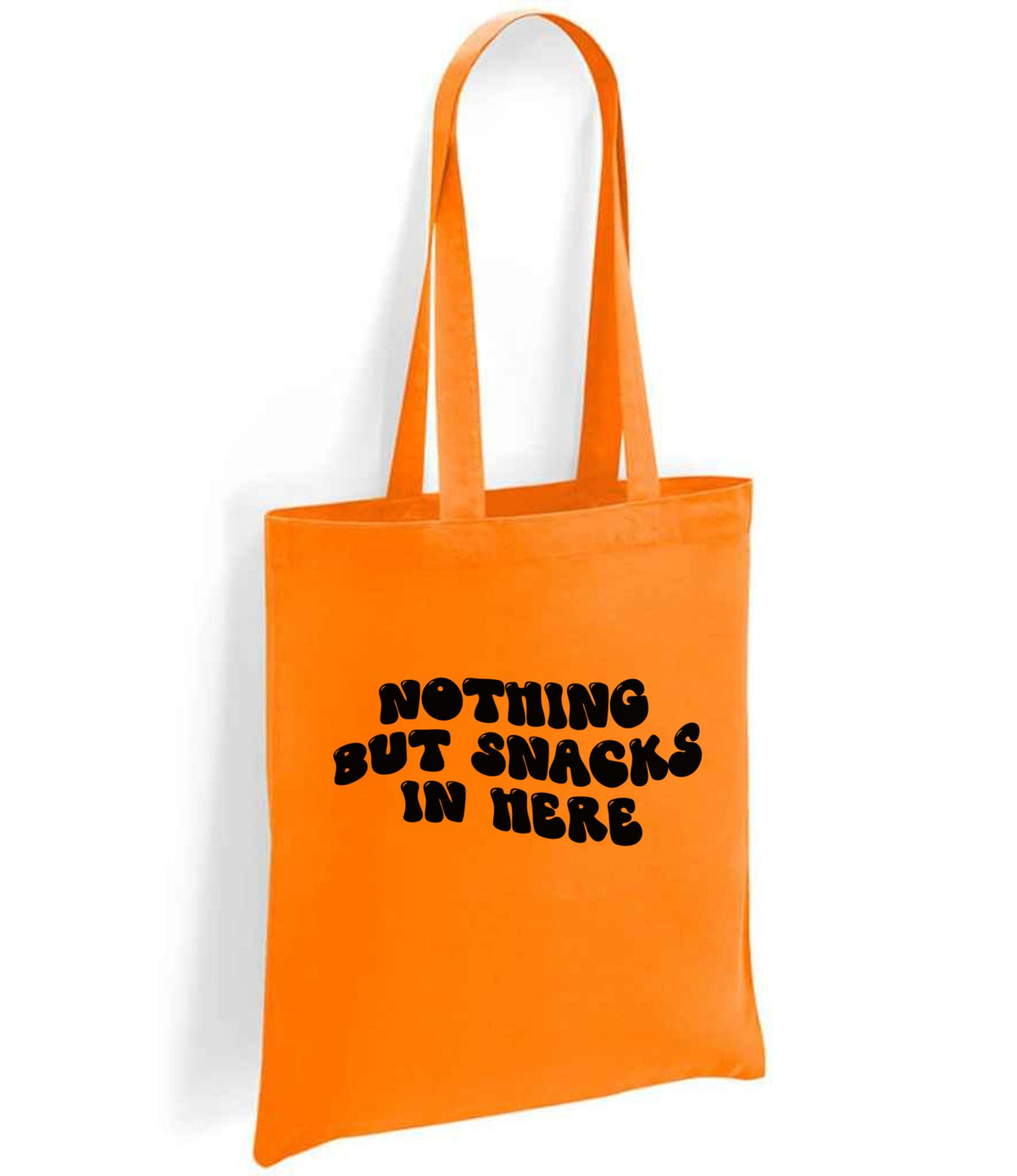 Nothing but Snacks in Here tote bag in orange
