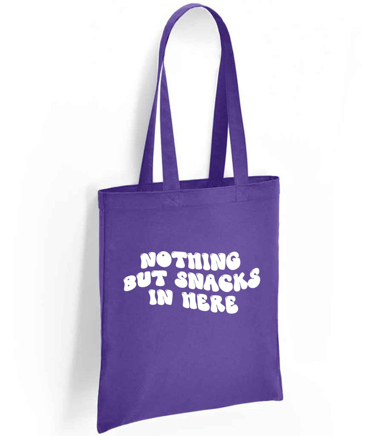 Nothing but Snacks in Here tote bag in purple