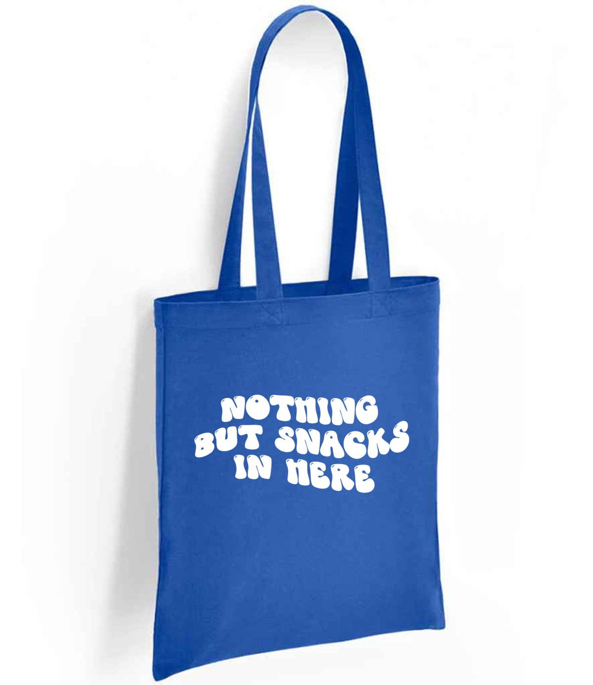 Nothing but Snacks in Here tote bag in royal blue