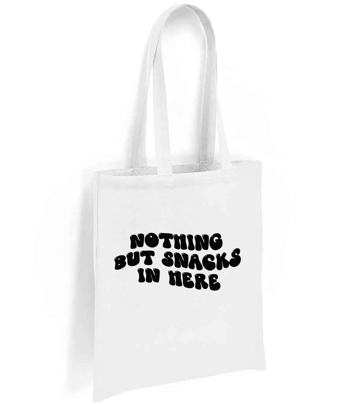 Nothing but Snacks in Here tote bag in white