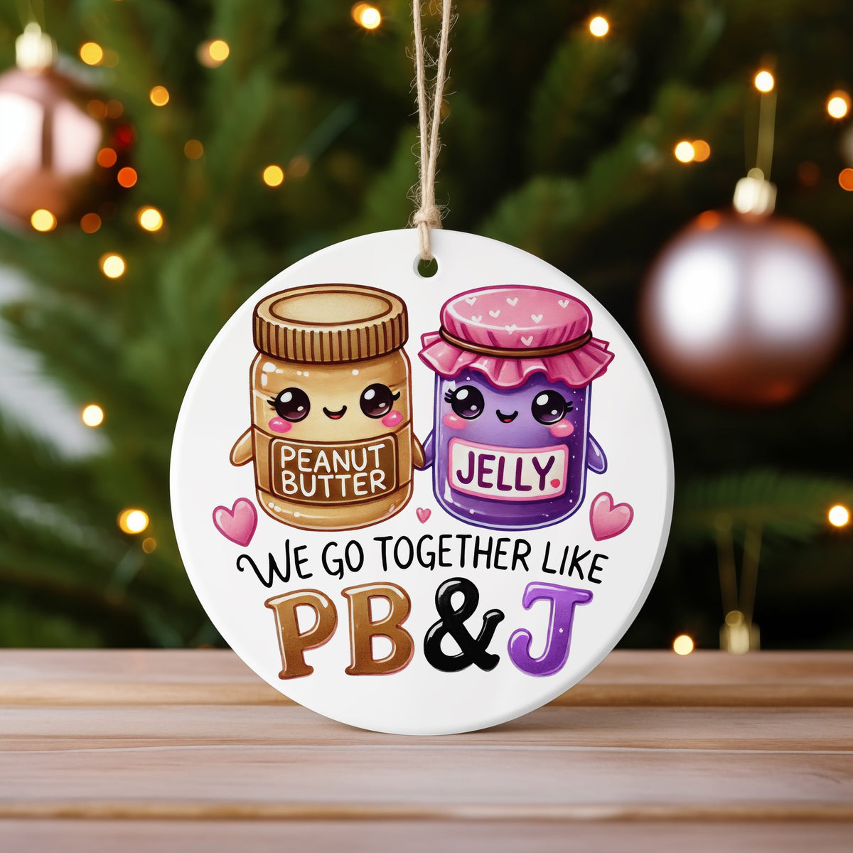 Peanut Butter Jelly We Go Together Like Pb & J hanging decoration in standard