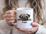 Customisable Pug Face – Orca 11oz Standard Mug, personalised with your own text