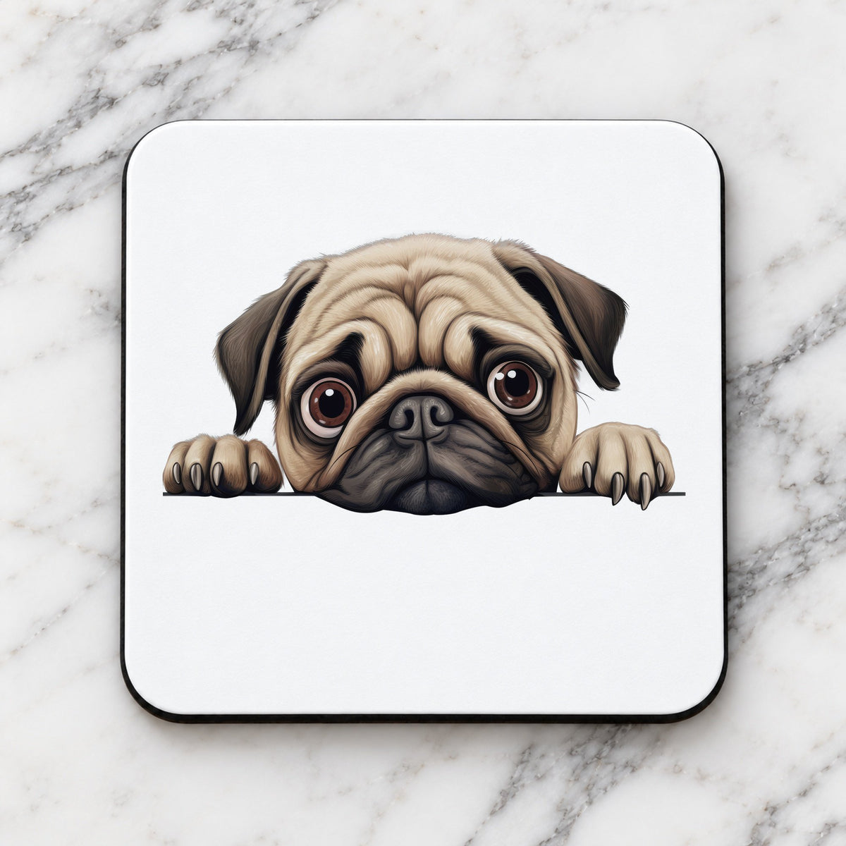 Pug Face coaster in white