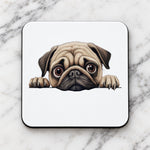 Pug Face coaster in white