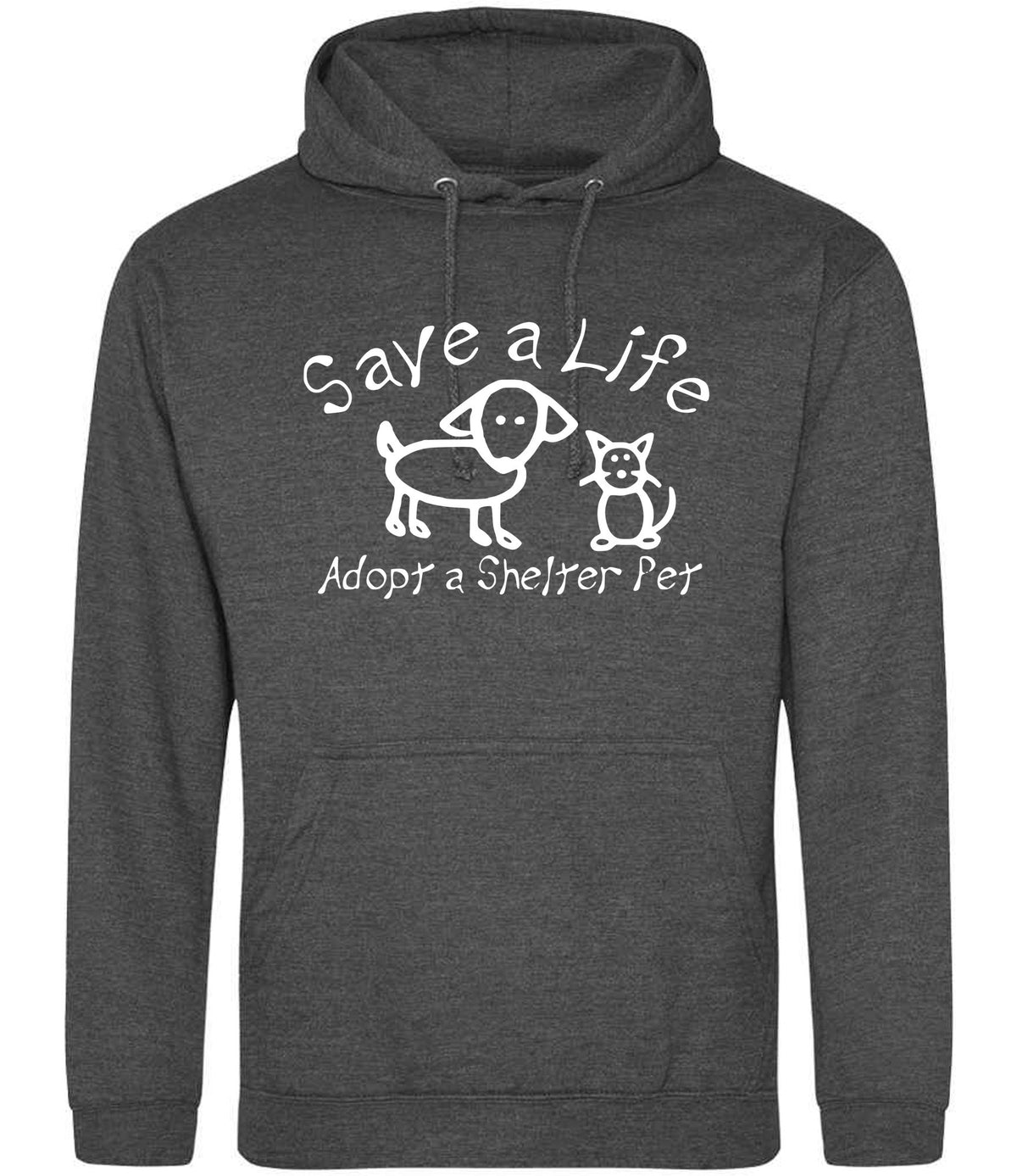Save a Life Adopt a Shelter Pet hoodie in charcoal