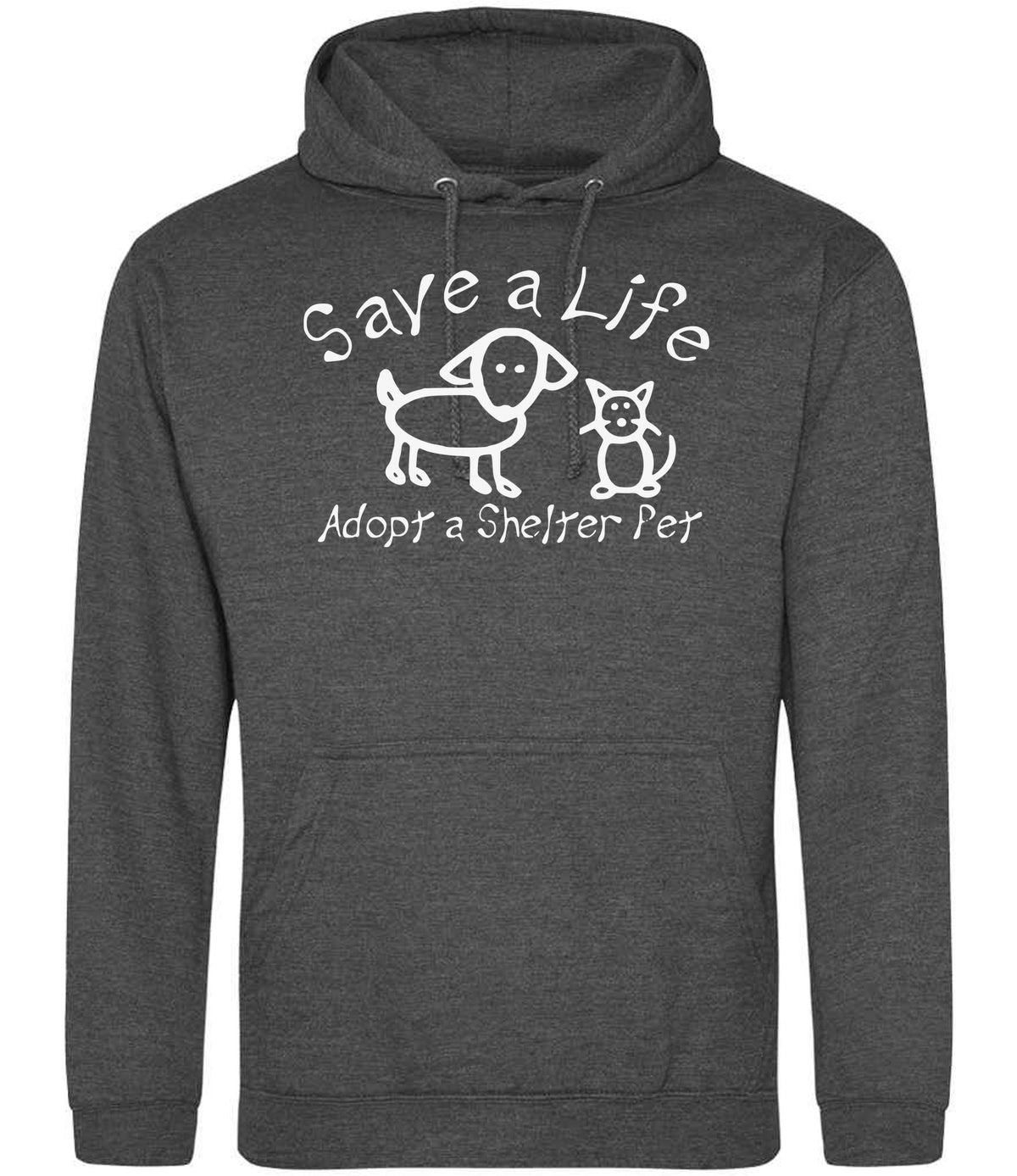Save a Life Adopt a Shelter Pet hoodie in charcoal