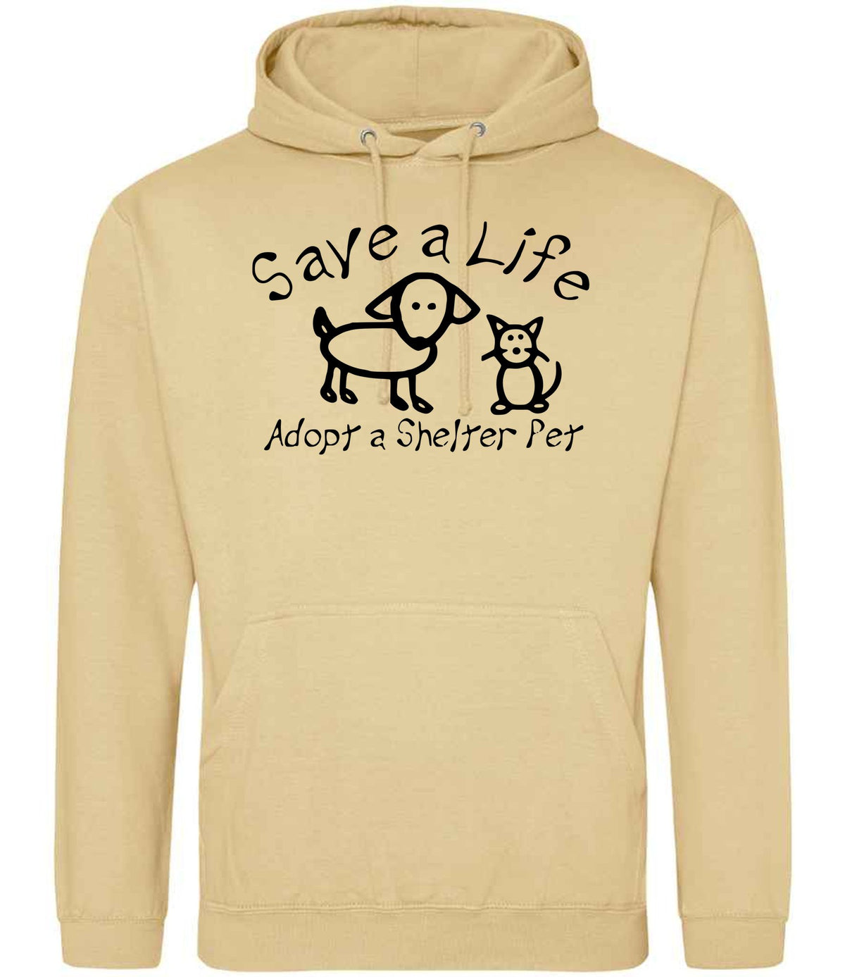 Save a Life Adopt a Shelter Pet hoodie in desert sand