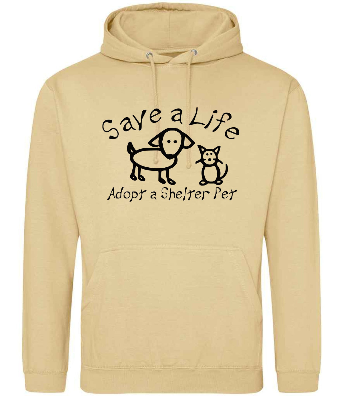 Save a Life Adopt a Shelter Pet hoodie in desert sand