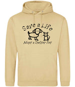 Save a Life Adopt a Shelter Pet hoodie in desert sand
