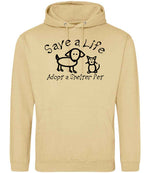 Save a Life Adopt a Shelter Pet hoodie in desert sand