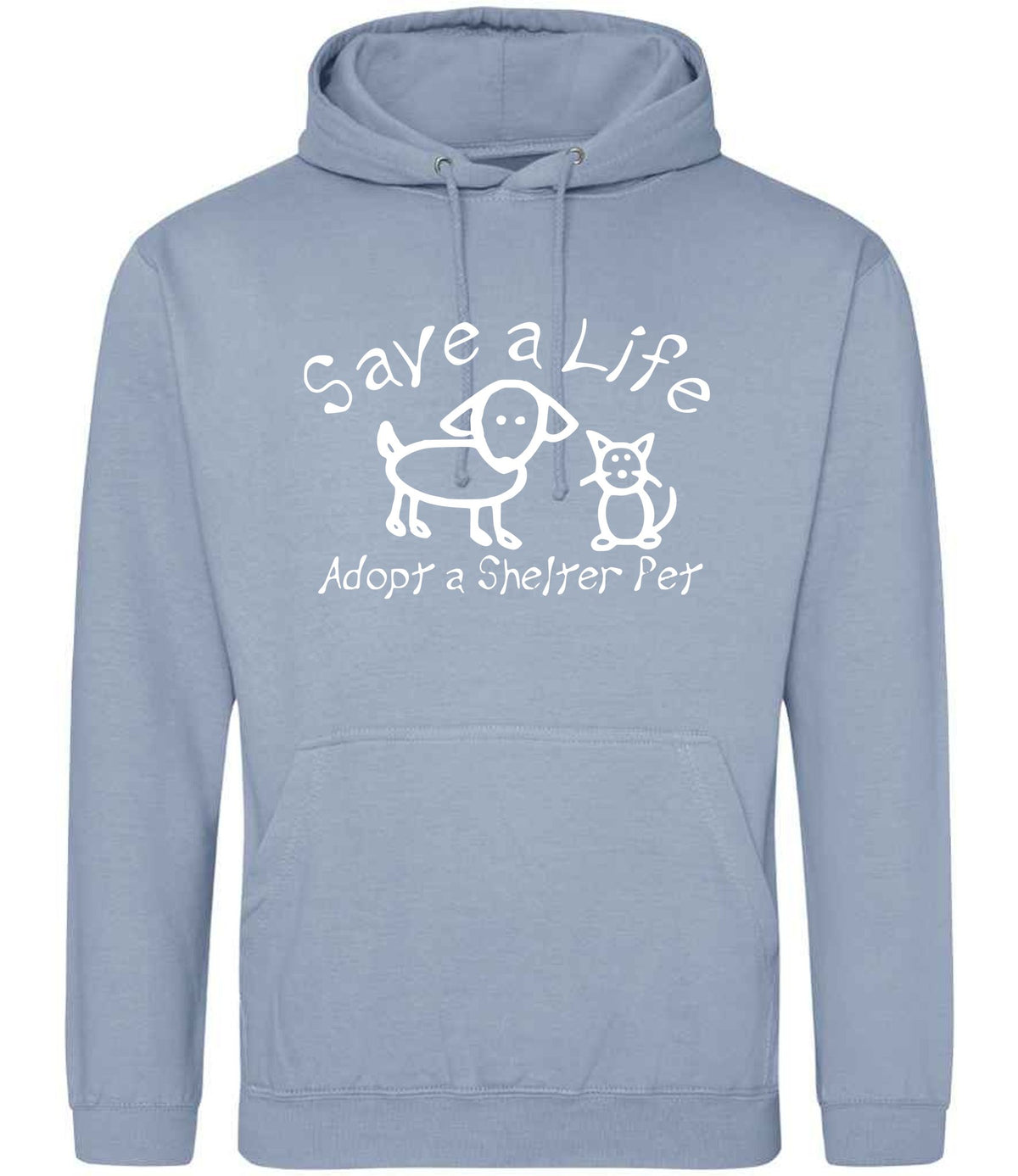 Save a Life Adopt a Shelter Pet hoodie in dusty blue