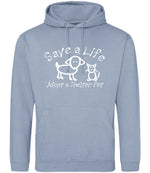 Save a Life Adopt a Shelter Pet hoodie in dusty blue
