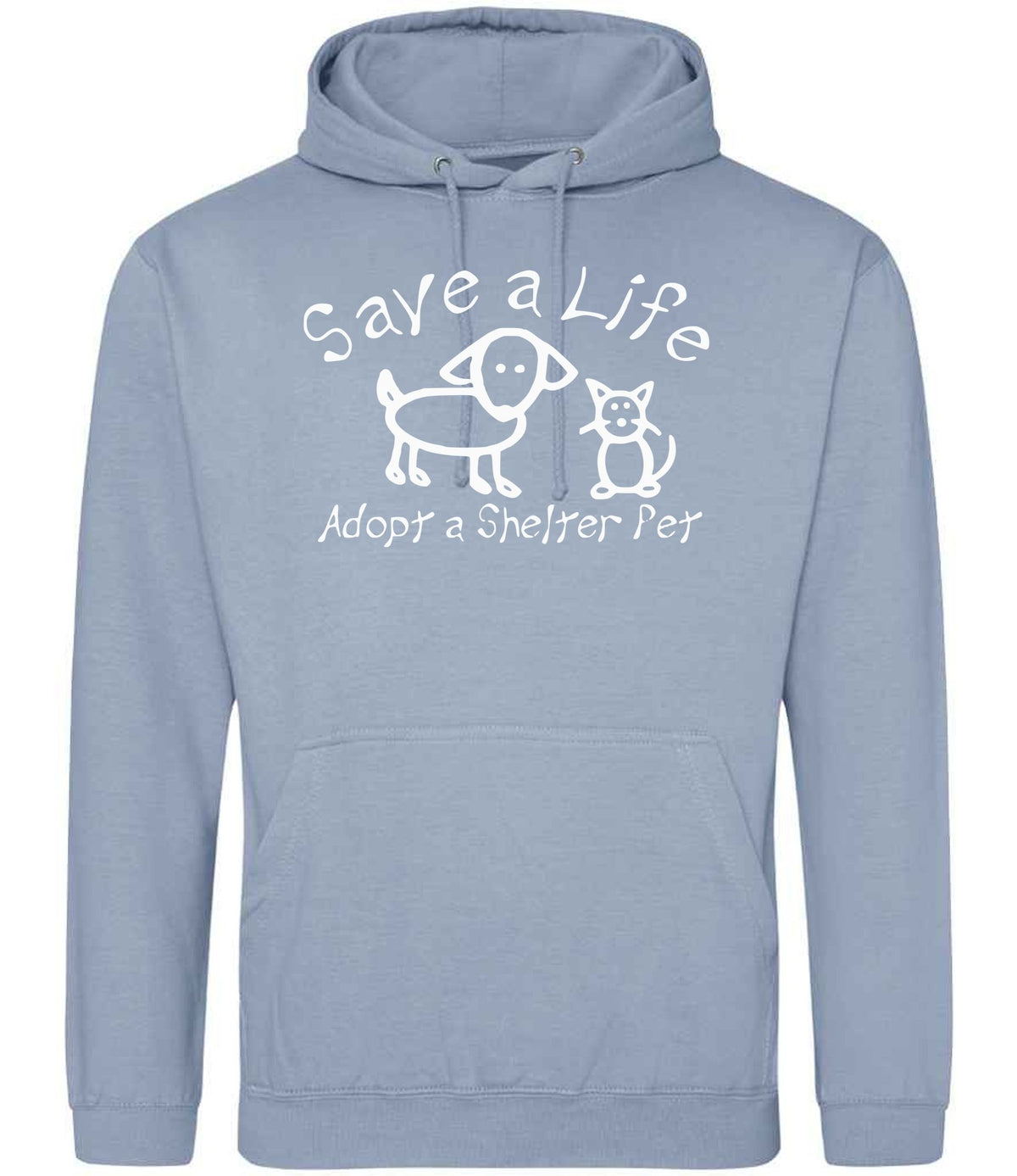 Save a Life Adopt a Shelter Pet hoodie in dusty blue