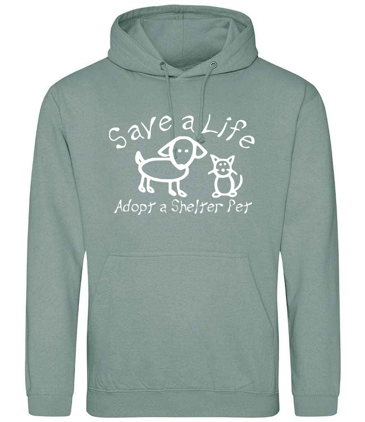 Save a Life Adopt a Shelter Pet hoodie in dusty green