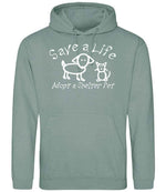 Save a Life Adopt a Shelter Pet hoodie in dusty green