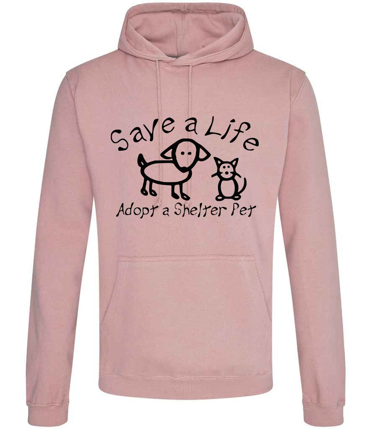 Save a Life Adopt a Shelter Pet hoodie in dusty pink