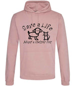 Save a Life Adopt a Shelter Pet hoodie in dusty pink