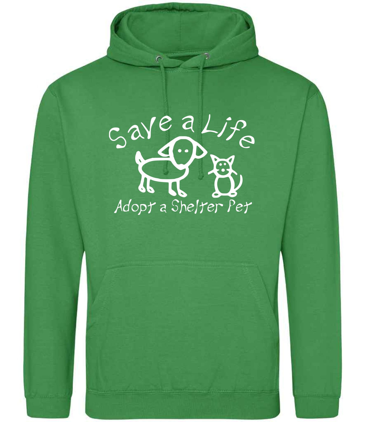 Save a Life Adopt a Shelter Pet hoodie in kelly green