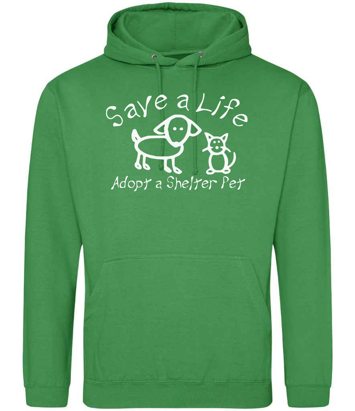 Save a Life Adopt a Shelter Pet hoodie in kelly green