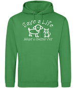 Save a Life Adopt a Shelter Pet hoodie in kelly green