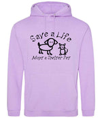 Save a Life Adopt a Shelter Pet hoodie in lavender