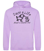 Save a Life Adopt a Shelter Pet hoodie in lavender