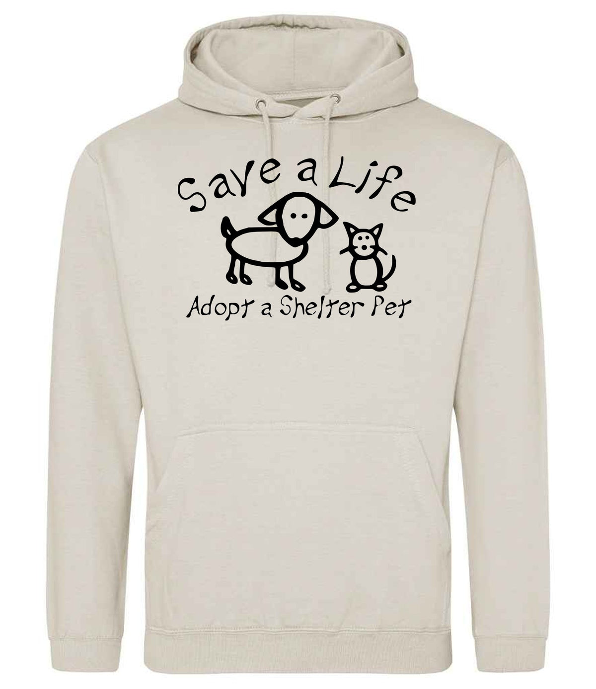 Save a Life Adopt a Shelter Pet hoodie in natural stone