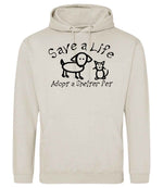 Save a Life Adopt a Shelter Pet hoodie in natural stone