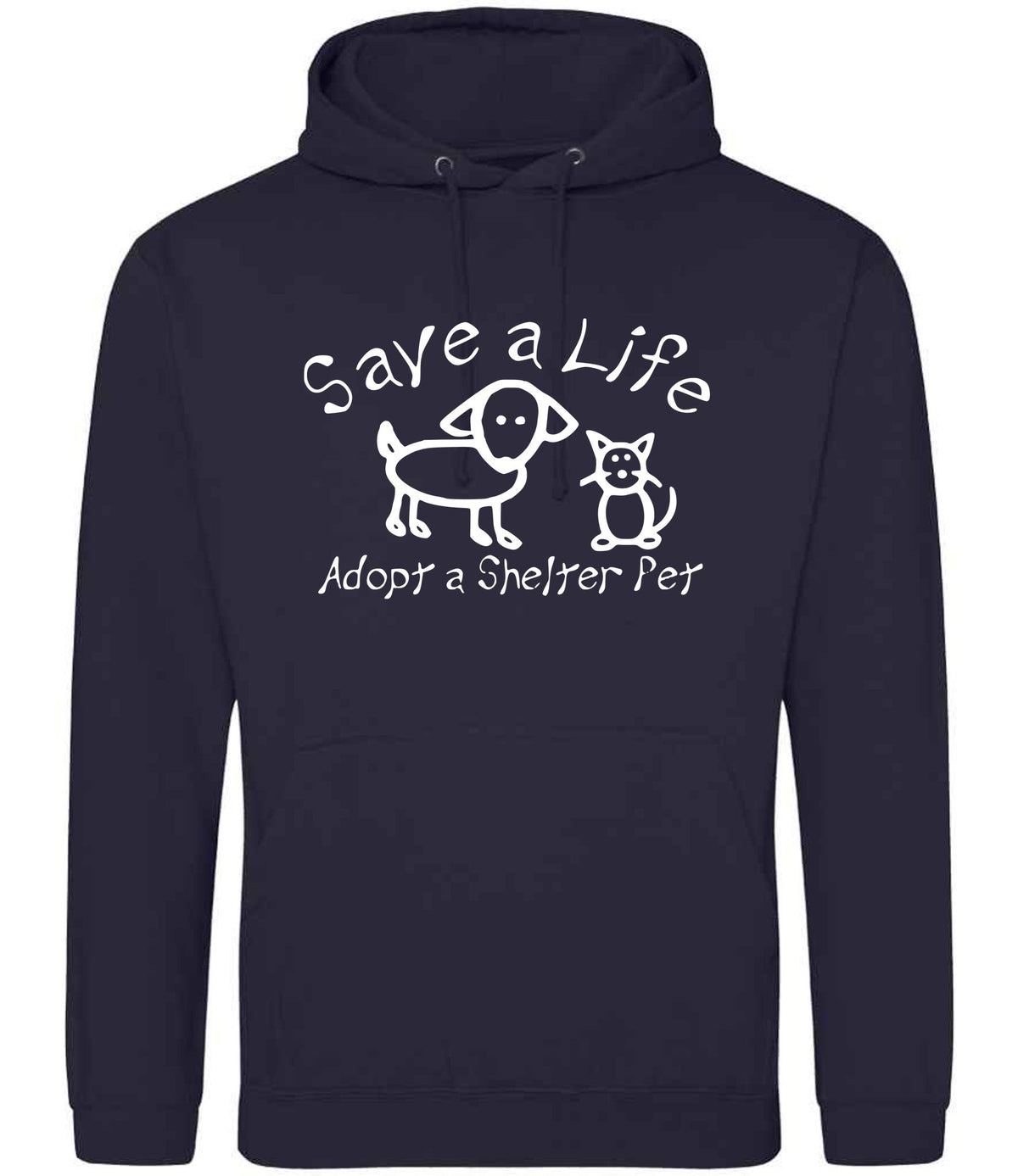 Save a Life Adopt a Shelter Pet hoodie in new french navy