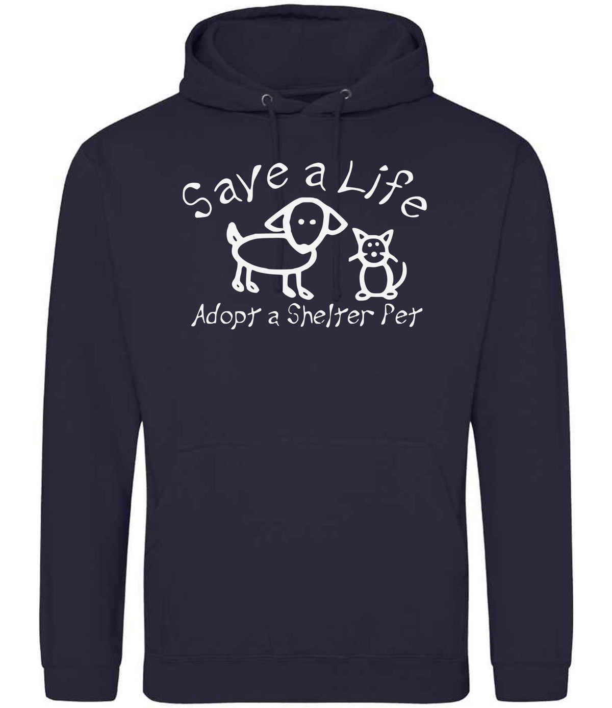 Save a Life Adopt a Shelter Pet hoodie in new french navy