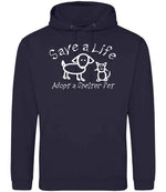 Save a Life Adopt a Shelter Pet hoodie in new french navy