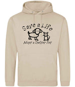 Save a Life Adopt a Shelter Pet hoodie in nude