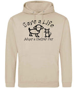 Save a Life Adopt a Shelter Pet hoodie in nude