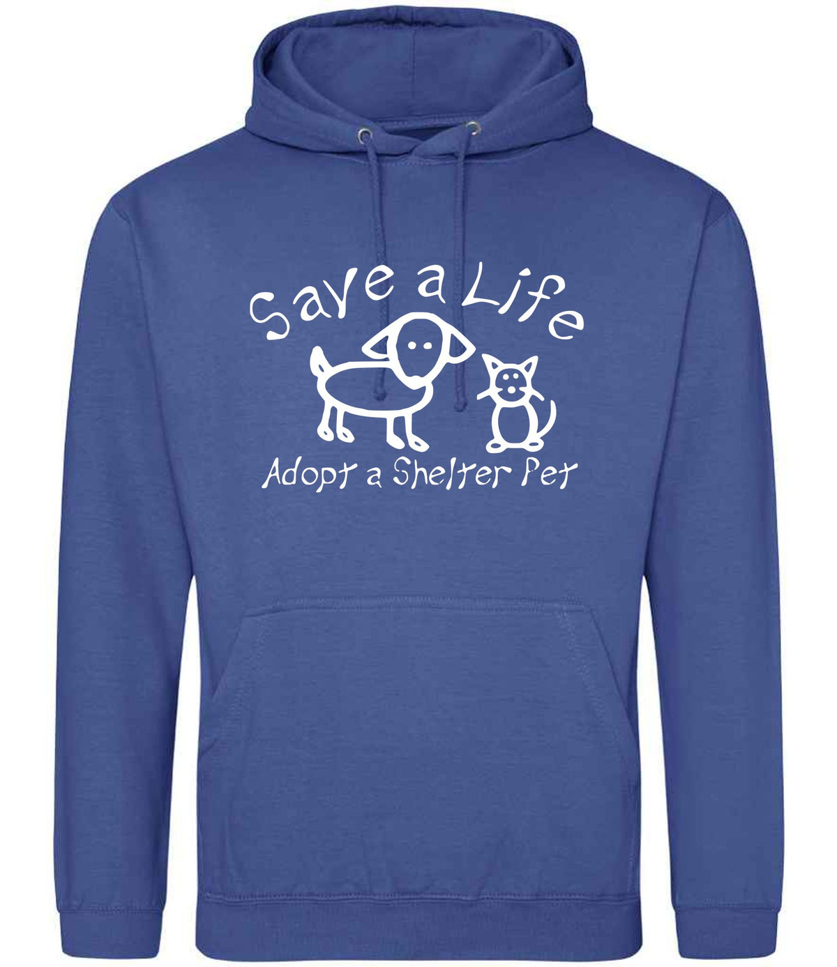 Save a Life Adopt a Shelter Pet hoodie in royal blue