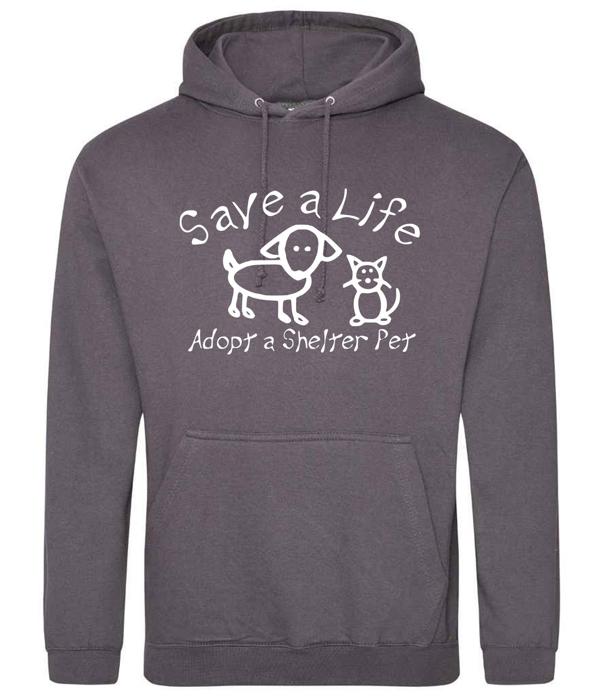 Save a Life Adopt a Shelter Pet hoodie in steel grey