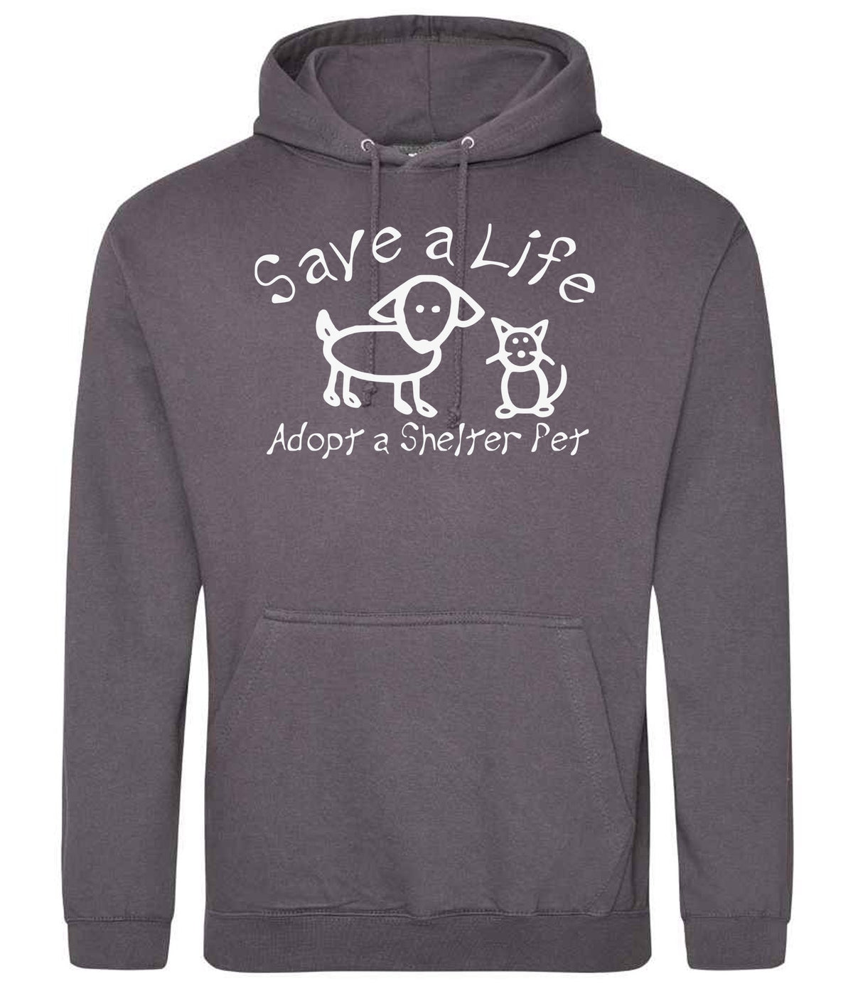 Save a Life Adopt a Shelter Pet hoodie in steel grey