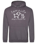 Save a Life Adopt a Shelter Pet hoodie in steel grey