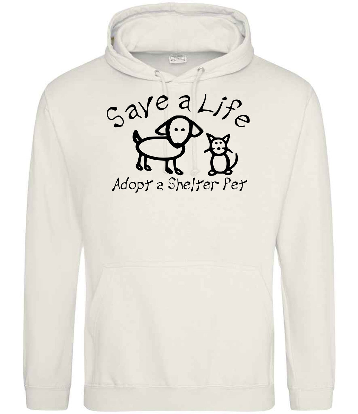 Save a Life Adopt a Shelter Pet hoodie in vanilla milkshake