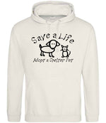 Save a Life Adopt a Shelter Pet hoodie in vanilla milkshake