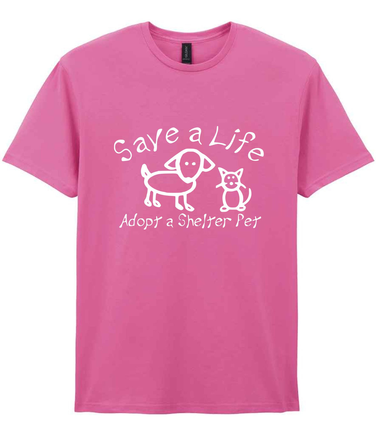 Save a Life Adopt a Shelter Pet t-shirt in azalea