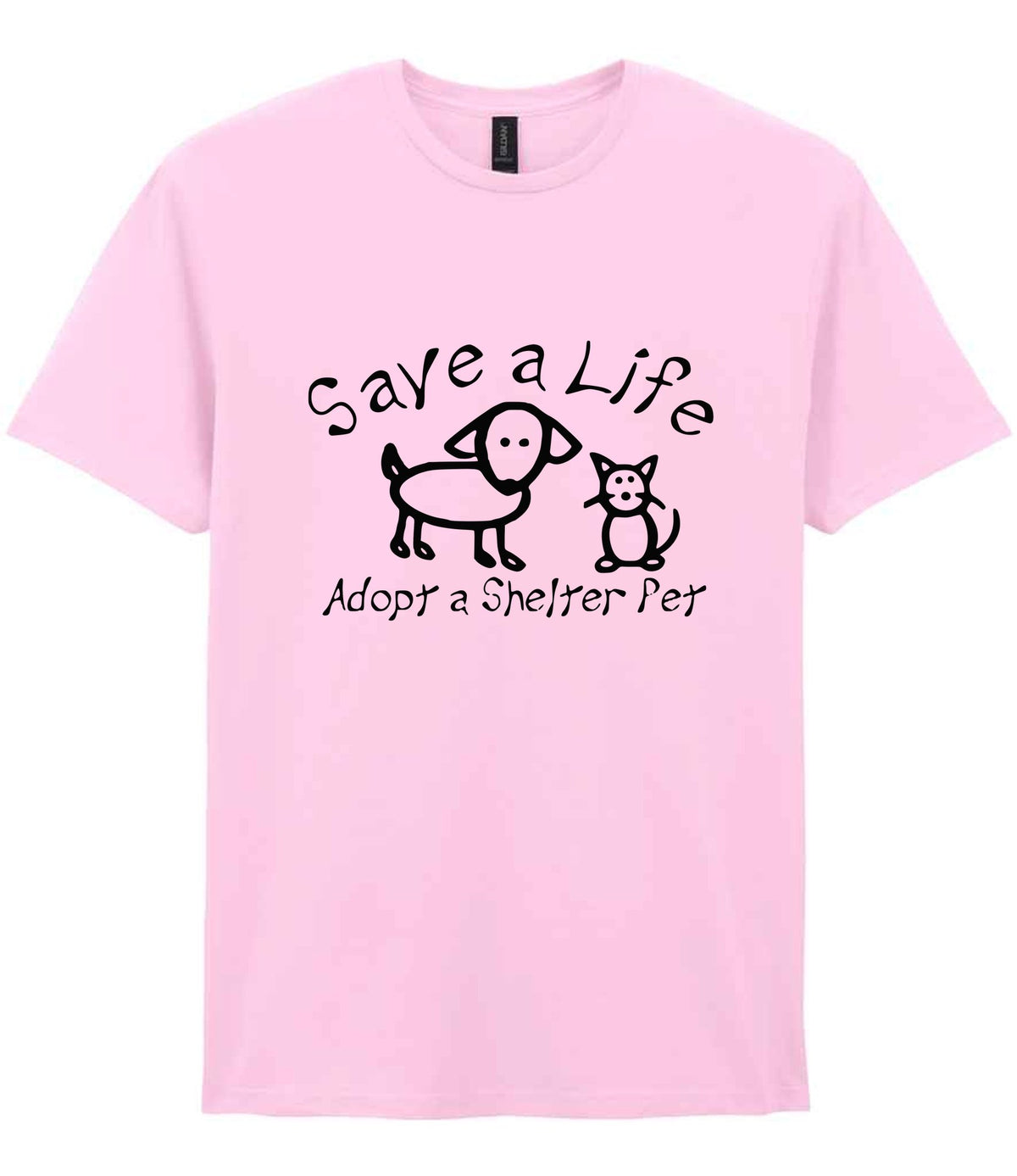 Save a Life Adopt a Shelter Pet t-shirt in light pink