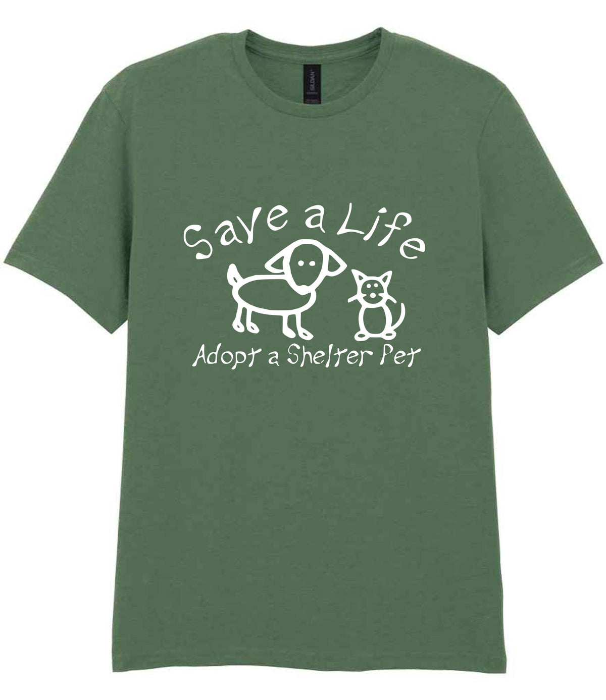 Save a Life Adopt a Shelter Pet t-shirt in military green