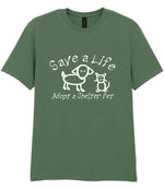 Save a Life Adopt a Shelter Pet t-shirt in military green