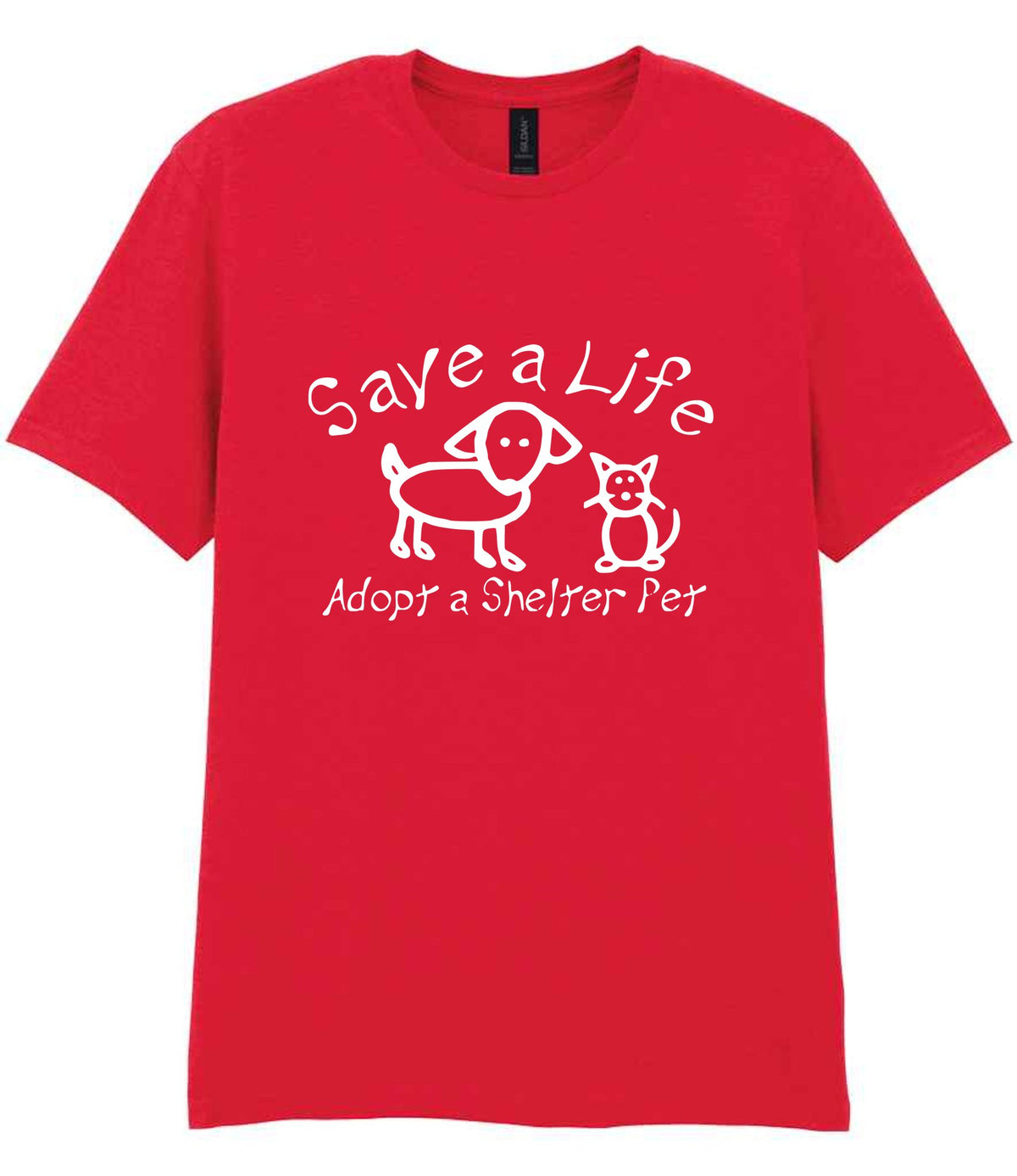 Save a Life Adopt a Shelter Pet t-shirt in red