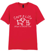 Save a Life Adopt a Shelter Pet t-shirt in red