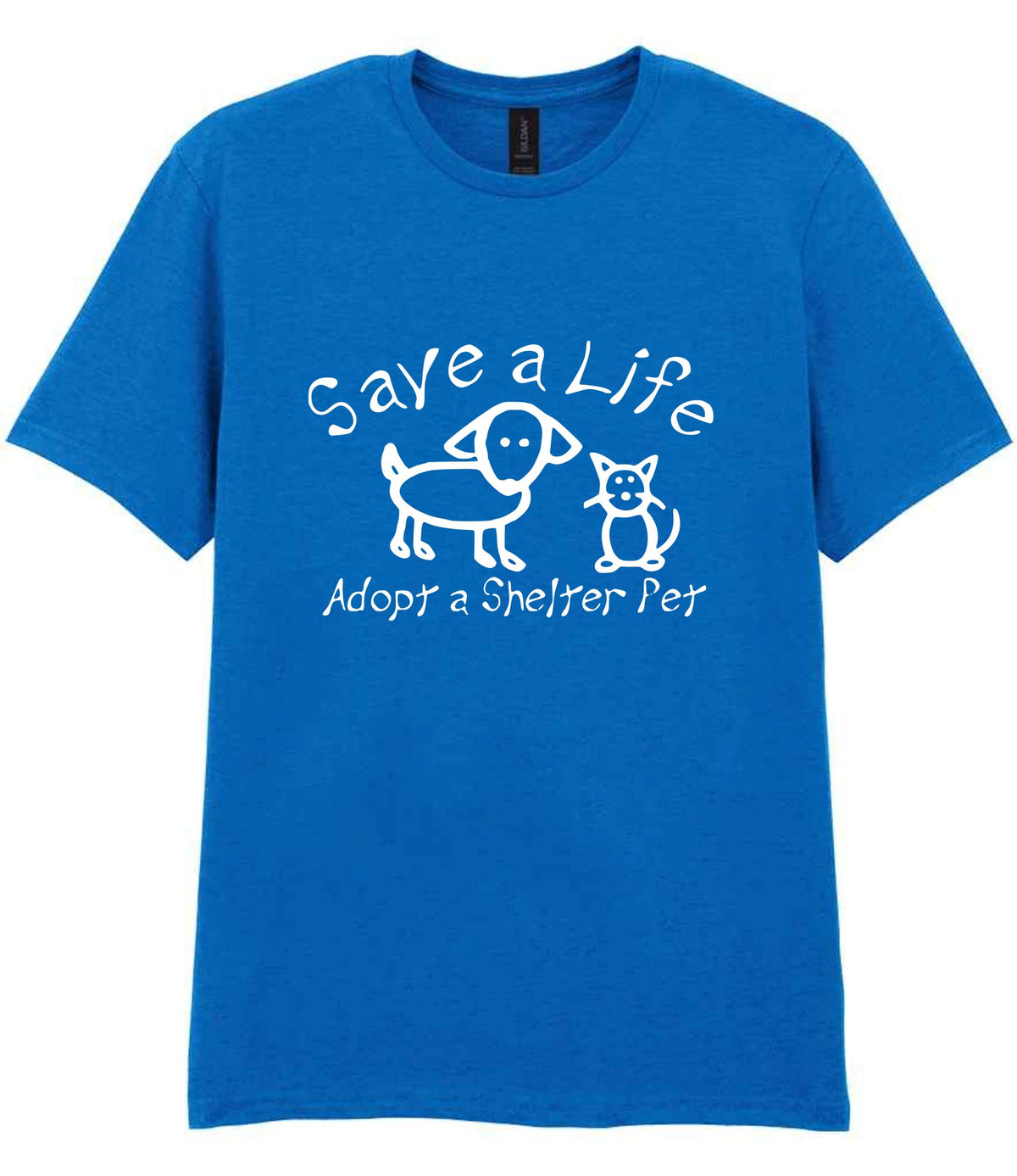 Save a Life Adopt a Shelter Pet t-shirt in royal blue