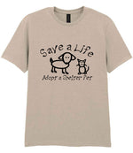 Save a Life Adopt a Shelter Pet t-shirt in sand