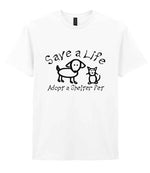 Save a Life Adopt a Shelter Pet t-shirt in white