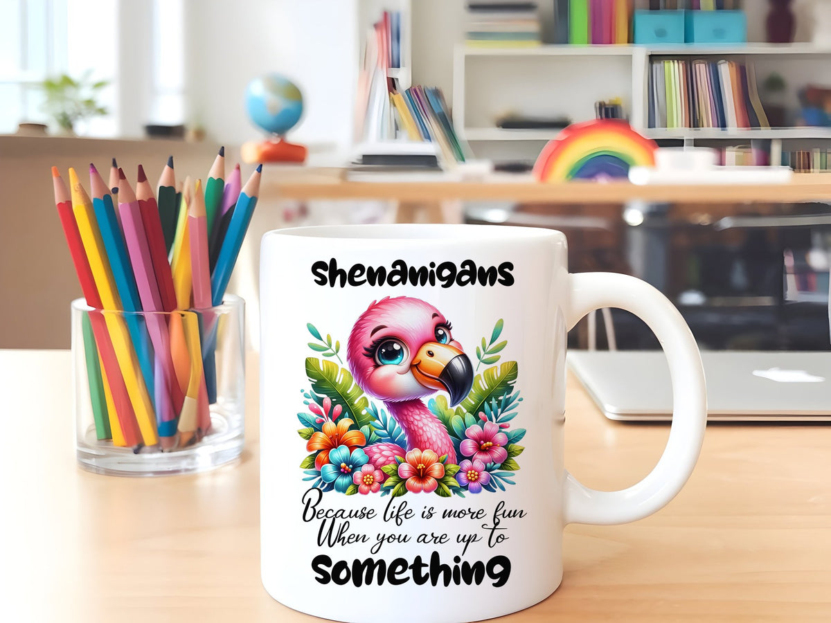 Shenanigans Flamingo standard mug in white